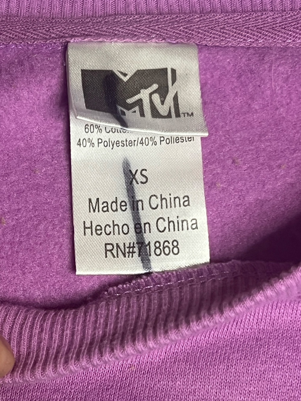 MTV Cropped Graphic Sweatshirt Pink XS Music Television - Picture 4 of 8